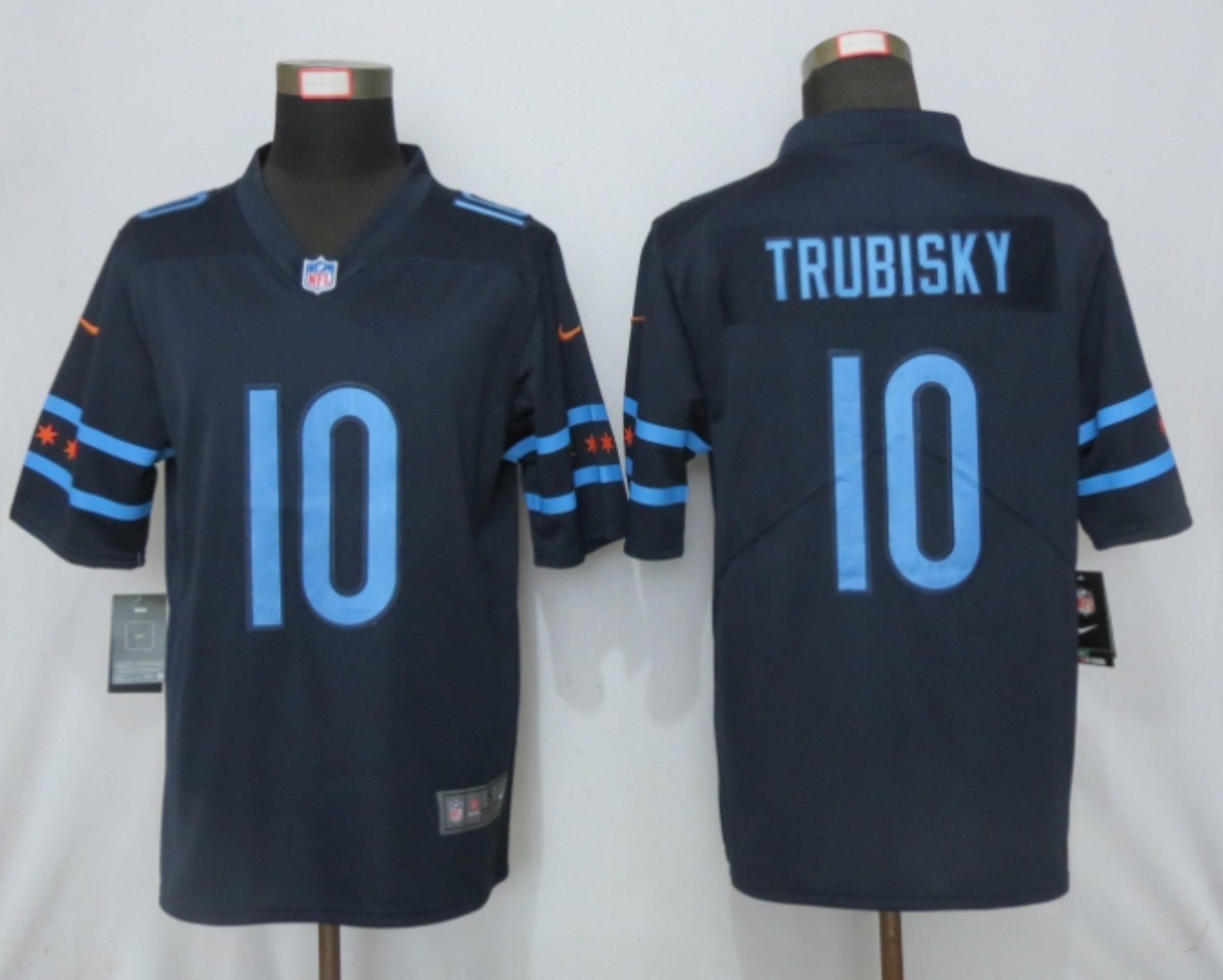 2019 Nike Men Chicago Bears #10 Trubisky Mack Navy Vapor Limited City Edition NFL Jersey